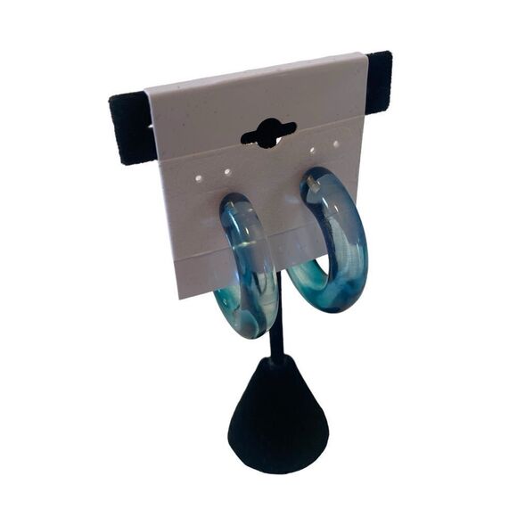 Banana Republic Translucent Blue C Hoop Earrings. - Picture 2 of 5